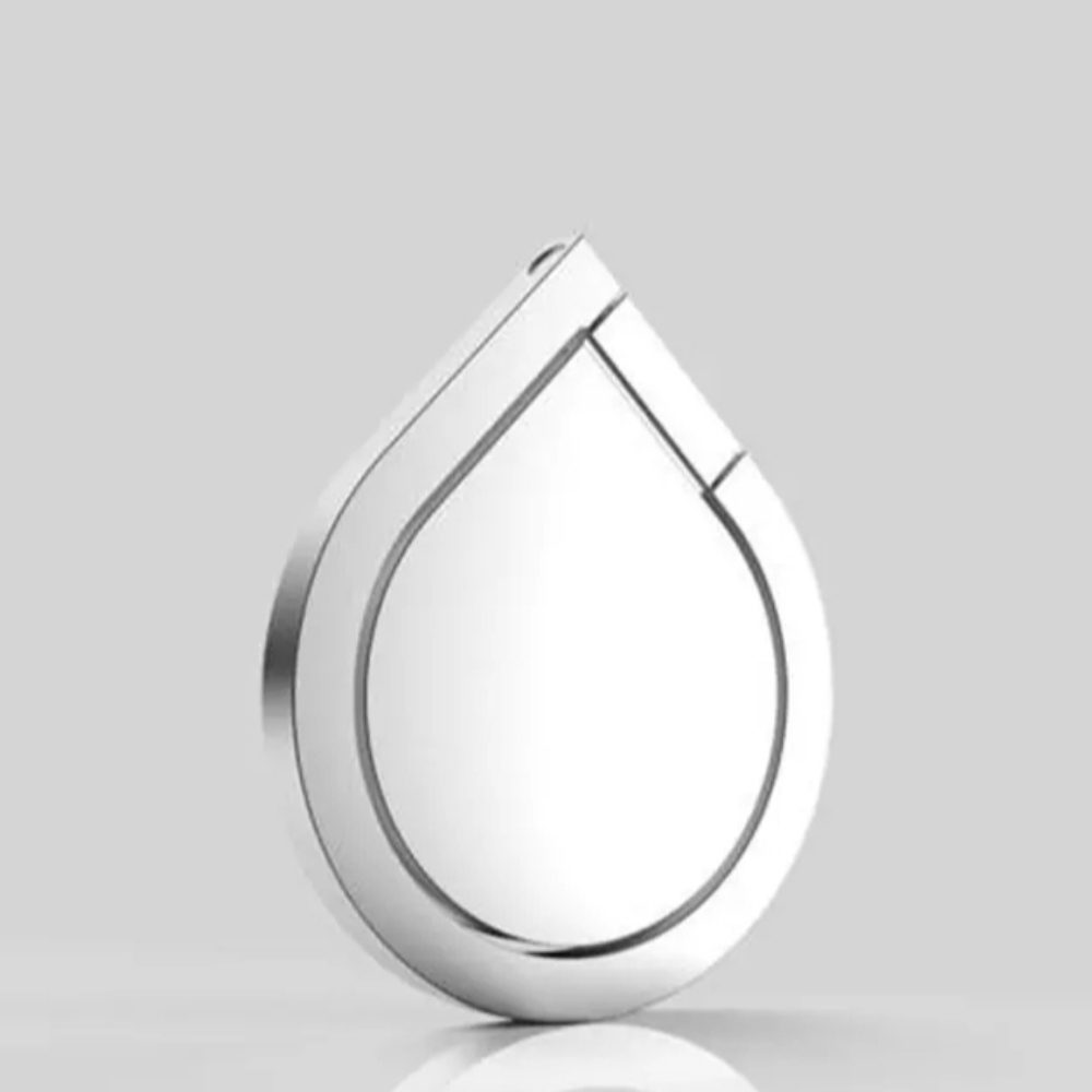 Phone Ring holder Metallic Rain Drop Phone Kickstand Phone Grip Silver